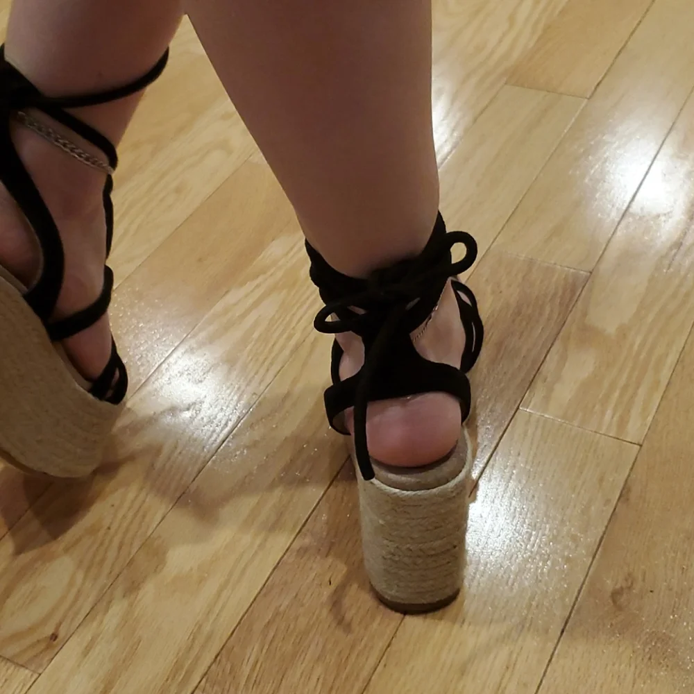 Free People wrap up suede wedges